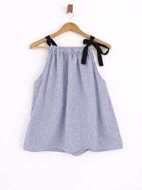 FREE ASSEMBLY Blue White Striped Halter Neck‎ Tie Top Womens XS